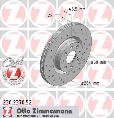 Zimmermann 230.2370.52 тормозной диск на OPEL CORSA E Van