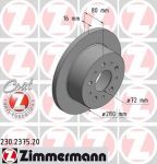 ZIMMERMANN Торм. диск зад. [280x16] 5 отв[min 2] Coat Z (230.2375.20)