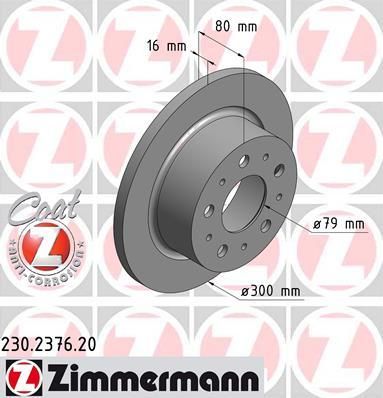 ZIMMERMANN Диск тормозной FIAT DUCATO/CITROEN JUMPER/PEUGEOT BOXER 2.2-3.0 (230.2376.20)