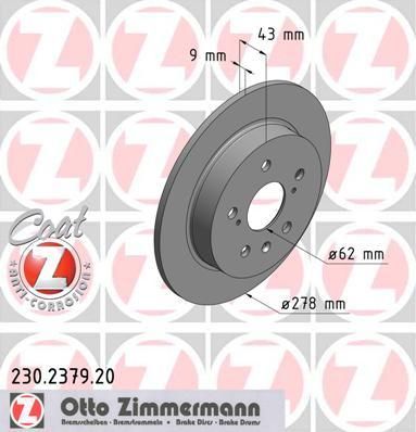 Zimmermann 230.2379.20 тормозной диск на SUZUKI SX4 (EY, GY)