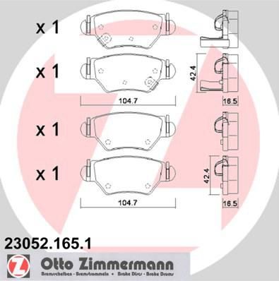 Zimmermann 23052.165.1 комплект тормозных колодок, дисковый тормоз на OPEL ASTRA G универсал (F35_)