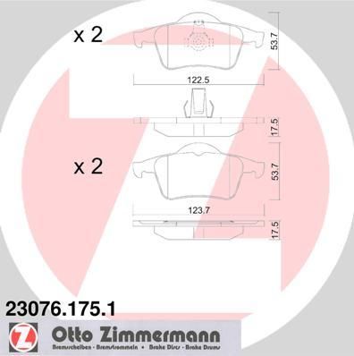 ZIMMERMANN КОЛОДКИ ТОРМ VOLV S60/S80/V70 ЗАД 98/06->> (23076.175.1)