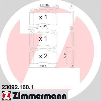 ZIMMERMANN Комплект тормозных колодок, диско (23092.160.1)