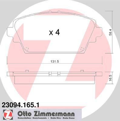 Zimmermann 23094.165.1 комплект тормозных колодок, дисковый тормоз на NISSAN PRIMERA Hatchback (P12)