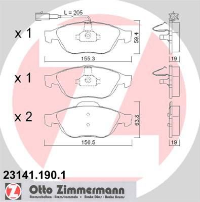 ZIMMERMANN Комплект тормозных колодок, диско (23141.190.1)