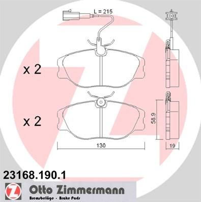 Zimmermann 23168.190.1 комплект тормозных колодок, дисковый тормоз на FIAT CROMA (154)