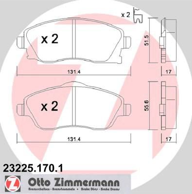 Zimmermann 23225.170.1 комплект тормозных колодок, дисковый тормоз на OPEL COMBO Tour