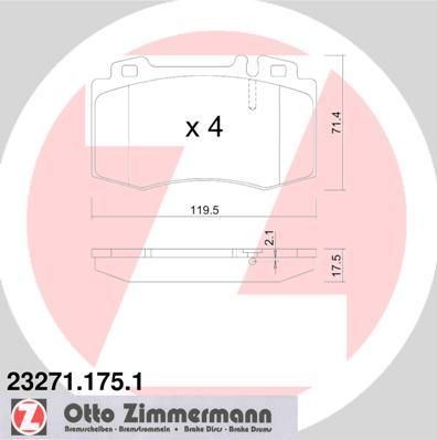 ZIMMERMANN КОЛОДКИ ТОРМ MER W163/W215 99-/W220 -01 ПЕР (23271.175.1)