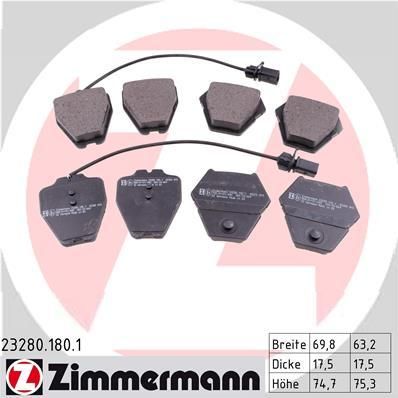 Zimmermann 23280.180.1 комплект тормозных колодок, дисковый тормоз на AUDI A6 Avant (4B5, C5)