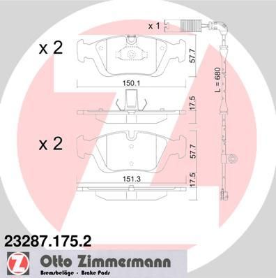 ZIMMERMANN Комплект тормозных колодок, диско (23287.175.2)