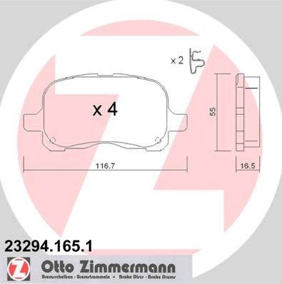 Zimmermann 23294.165.1 комплект тормозных колодок, дисковый тормоз на TOYOTA COROLLA Wagon (__E11_)