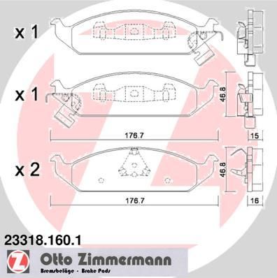 Zimmermann 23318.160.1 комплект тормозных колодок, дисковый тормоз на CHRYSLER STRATUS кабрио (JX)