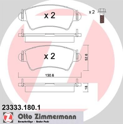 Zimmermann 23333.180.1 комплект тормозных колодок, дисковый тормоз на PEUGEOT 206 SW (2E/K)