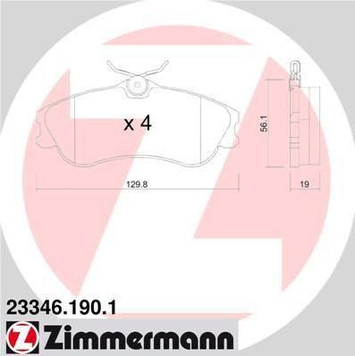 Zimmermann 23346.190.1 комплект тормозных колодок, дисковый тормоз на PEUGEOT PARTNER фургон (5)