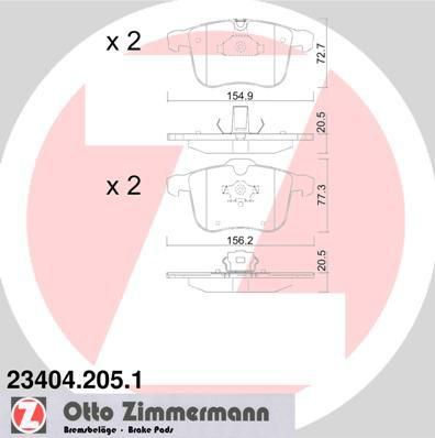 Zimmermann 23404.205.1 комплект тормозных колодок, дисковый тормоз на OPEL VECTRA C