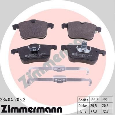 Zimmermann 23404.205.2 комплект тормозных колодок, дисковый тормоз на OPEL VECTRA C