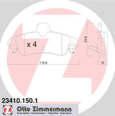 Zimmermann 23410.150.1 комплект тормозных колодок, дисковый тормоз на FORD MONDEO I (GBP)