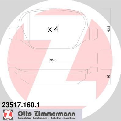 Zimmermann 23517.160.1 комплект тормозных колодок, дисковый тормоз на FIAT LINEA (323)