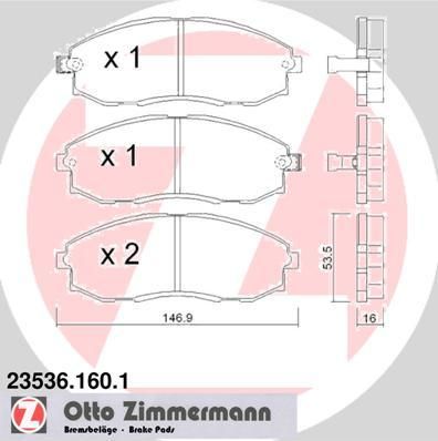 Zimmermann 23536.160.1 комплект тормозных колодок, дисковый тормоз на HYUNDAI H-1 / STAREX