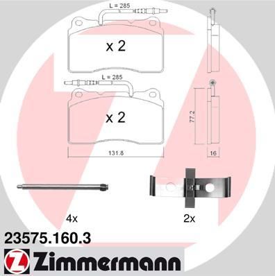 Zimmermann 23575.160.3 комплект тормозных колодок, дисковый тормоз на PEUGEOT 607 (9D, 9U)