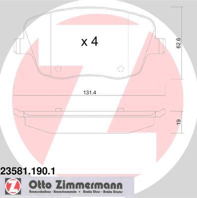 ZIMMERMANN Комплект тормозных колодок, диско (23581.190.1)