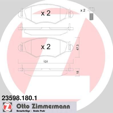 Zimmermann 23598.180.1 комплект тормозных колодок, дисковый тормоз на PEUGEOT 306 (7B, N3, N5)