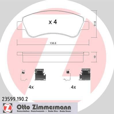 Zimmermann 23599.190.2 комплект тормозных колодок, дисковый тормоз на PEUGEOT PARTNER фургон (5)