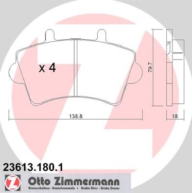 Zimmermann 23613.180.1 комплект тормозных колодок, дисковый тормоз на NISSAN INTERSTAR c бортовой платформой/ходовая часть