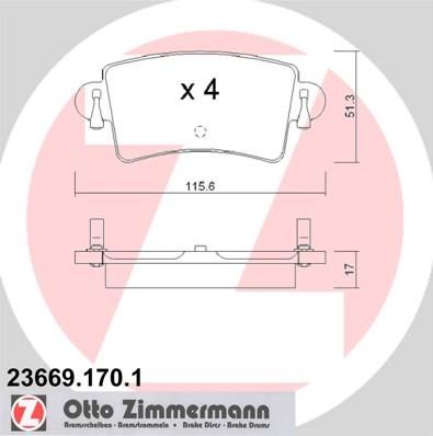 Zimmermann 23669.170.1 комплект тормозных колодок, дисковый тормоз на NISSAN INTERSTAR c бортовой платформой/ходовая часть
