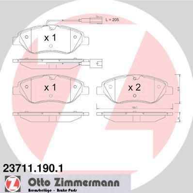 Zimmermann 23711.190.1 комплект тормозных колодок, дисковый тормоз на FIAT BRAVO II (198)