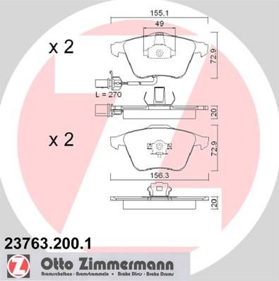 ZIMMERMANN Комплект тормозных колодок, диско (23763.200.1)