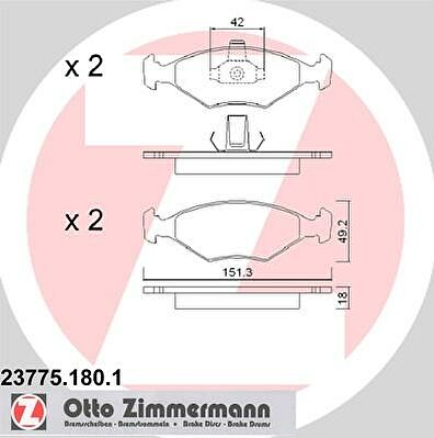 Zimmermann 23775.180.1 комплект тормозных колодок, дисковый тормоз на FIAT PALIO Weekend (178DX)