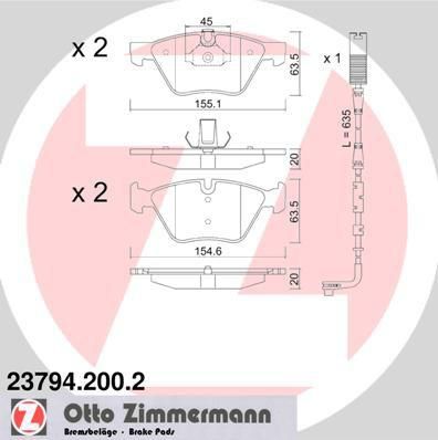 Zimmermann 23794.200.2 комплект тормозных колодок, дисковый тормоз на 3 (E90)
