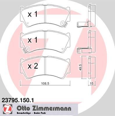 Zimmermann 23795.150.1 комплект тормозных колодок, дисковый тормоз на SUZUKI BALENO Наклонная задняя часть (EG)