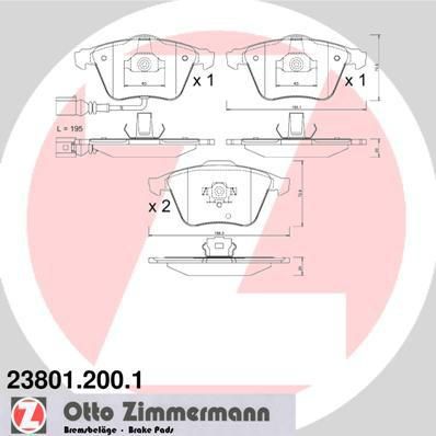 ZIMMERMANN Комплект тормозных колодок, диско (23801.200.1)