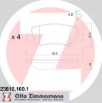 ZIMMERMANN Комплект тормозных колодок, диско (23816.160.1)