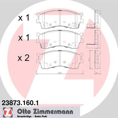 Zimmermann 23873.160.1 комплект тормозных колодок, дисковый тормоз на KIA SHUMA II (FB)