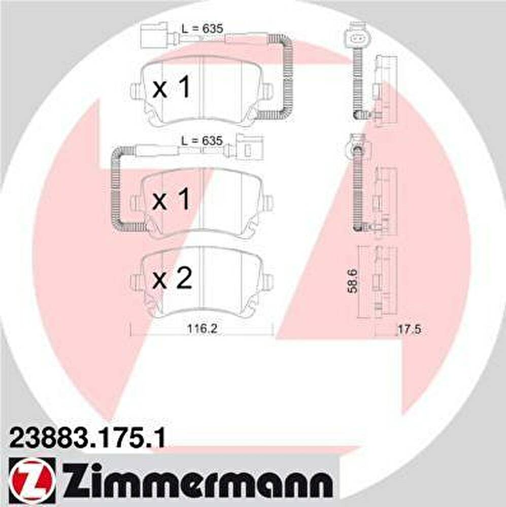 Zimmermann 23883.175.1 комплект тормозных колодок, дисковый тормоз на VW PHAETON (3D_)