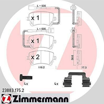 Zimmermann 23883.175.2 комплект тормозных колодок, дисковый тормоз на VW PHAETON (3D_)