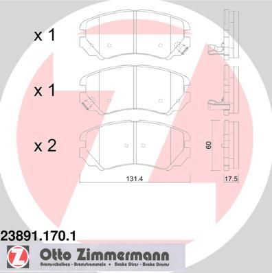 ZIMMERMANN КОЛОДКИ ТОPМ HYUN COUP ELANT SONAT TUCS (23891.170.1)