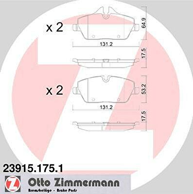 Zimmermann 23915.175.1 комплект тормозных колодок, дисковый тормоз на MINI MINI Roadster (R59)