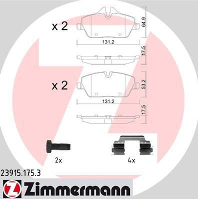 Zimmermann 23915.175.3 комплект тормозных колодок, дисковый тормоз на MINI MINI Roadster (R59)