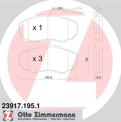 Zimmermann 23917.195.1 комплект тормозных колодок, дисковый тормоз на PEUGEOT BOXER автобус (230P)