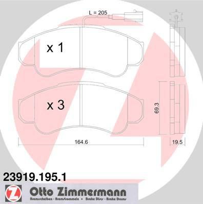 ZIMMERMANN Комплект тормозных колодок, диско (23919.195.1)