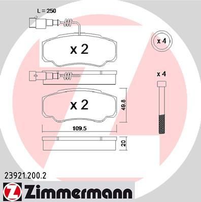 Zimmermann 23921.200.2 комплект тормозных колодок, дисковый тормоз на NISSAN CABSTAR