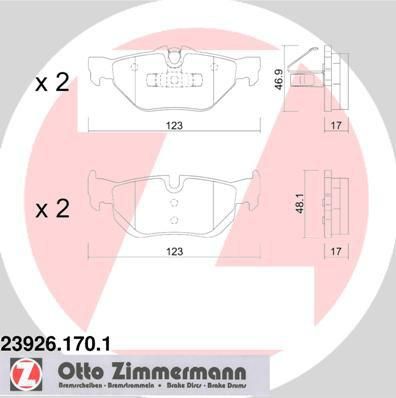 ZIMMERMANN Комплект тормозных колодок, диско (23926.170.1)