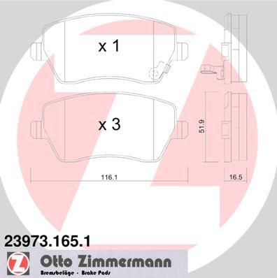 ZIMMERMANN Комплект тормозных колодок, диско (23973.165.1)