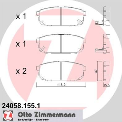 Zimmermann 24058.155.1 комплект тормозных колодок, дисковый тормоз на KIA SORENTO I (JC)