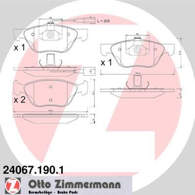 Zimmermann 24067.190.1 комплект тормозных колодок, дисковый тормоз на FIAT MAREA (185)