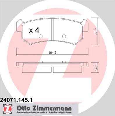 Zimmermann 24071.145.1 комплект тормозных колодок, дисковый тормоз на CHEVROLET LACETTI (J200)